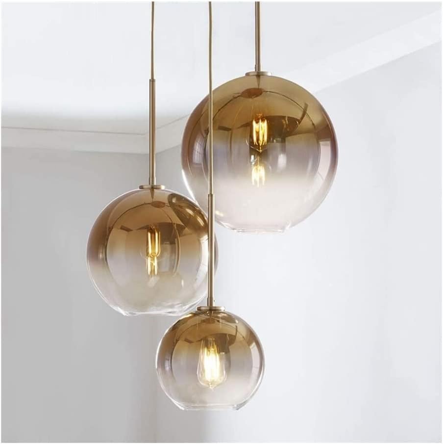 Industrial Light Gradient Color Glass Light Modern Glass Hanging Lamp Mid-Century Globe Ceiling Lighting Fixture for Kitchen Island Dining Room Bedroom Bedside Bar Hallway Hanging Ceil/B/3 Lights