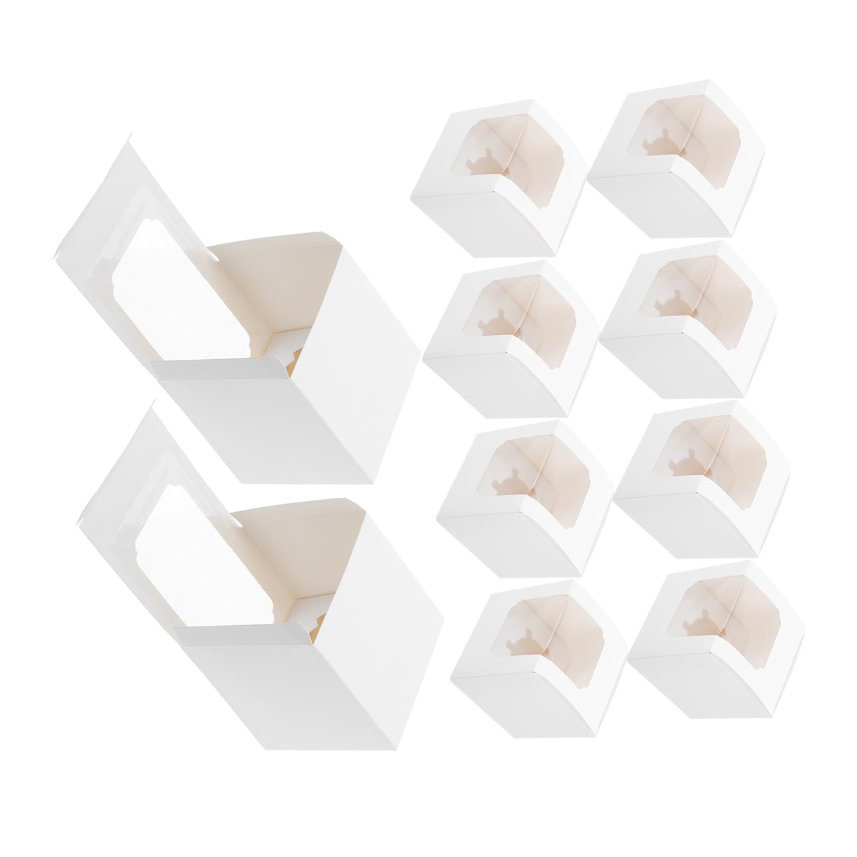 ABOOFAN Elegant Display Cupcake Boxes Window Multifunctional Small Cake Boxes for Bento Cupcake Packaging
