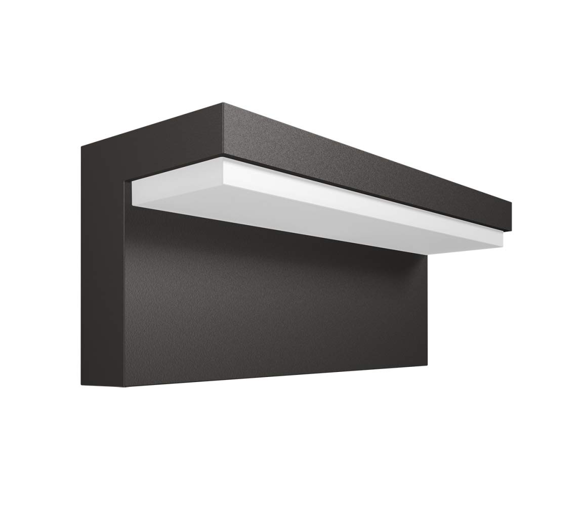 PHILIPS Bustan Applique Murale Extérieure LED, 9 W, 1000 lm, Lumière Blanche Froide 4000 K, IP44 Résiste aux Intempéries, Intensité Variable, LED Intégrée, Durable, Aluminium, Gris Anthracite