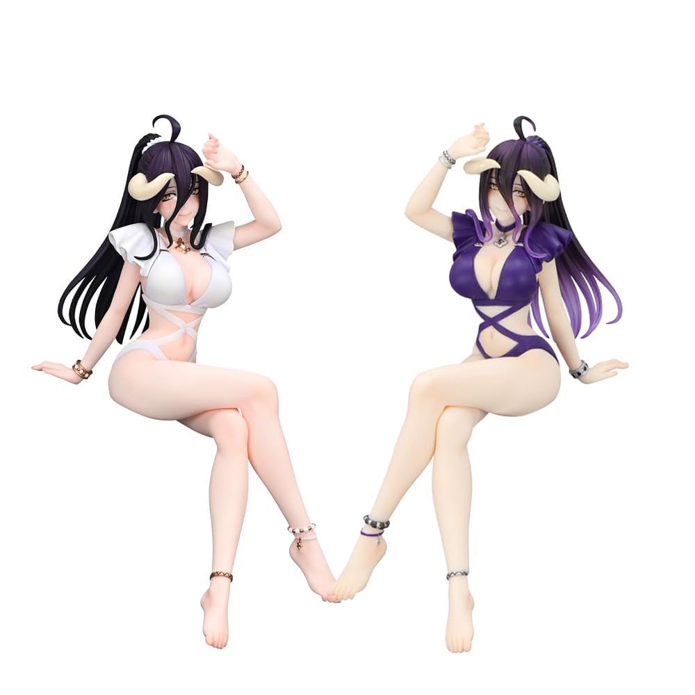 Zhongkaihua Albedo Figure Sitting Position PVC Statue Model Ornament Collectible Albedo Purple and White Swimsuit Anime Girl Figures 2-piece Sets — image 1