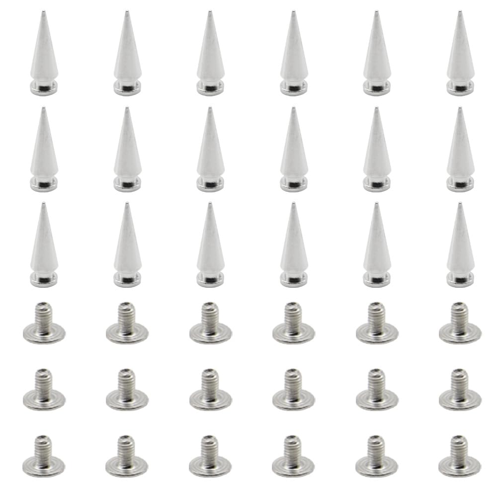 CEEYSEE 100Sets Cone Spikes Studs with Screw 7x20mm Punk Metal Rivets Bullet Cone Spikes for DIY Belt Bags Shoes Clothing Decoration Shoes Craft (Silver/7x20mm)