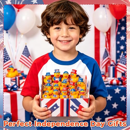 120 Pcs Patriotic Mini Resin Ducks 6 Style Bulk Tiny Duck Figurines 250th Anniversary Independence Day Decorations 4th of July Patriotic Ducks for Party Favors DIY Crafts and Desk Decor by QAUYETM - Image 6