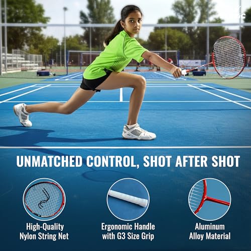 Image of Slovic Badminton Racket for Men & Women | Lightweight Racket with Nylon String Net & Cover | Ergonomic Handle with G3 Size Grip (Aluminium Racket)