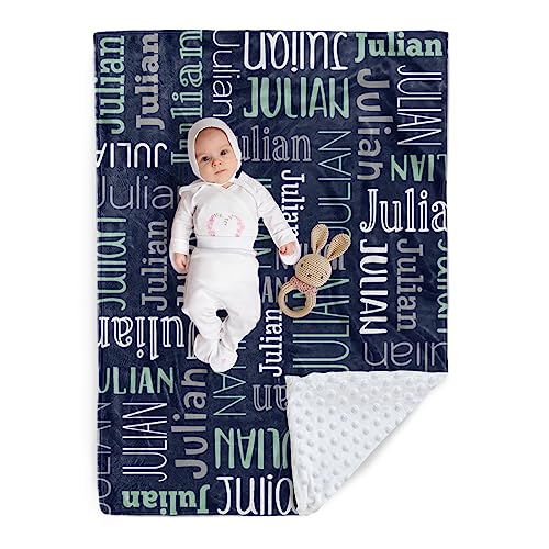 Image of Custom Baby Blanket - Personalized Names Design - Soft Plush Blanket with Double Layer Dotted Backing for Boys Girls Color01(30x40 inches)