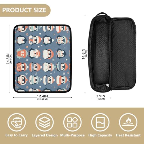 Organizador de herramientas para cabello 2 en 1 Cute Penguins con tapete para plancha resistente al agua y térmico, bolsa de viaje para planchas, rizadores y cepillos para mujer miniatura 4