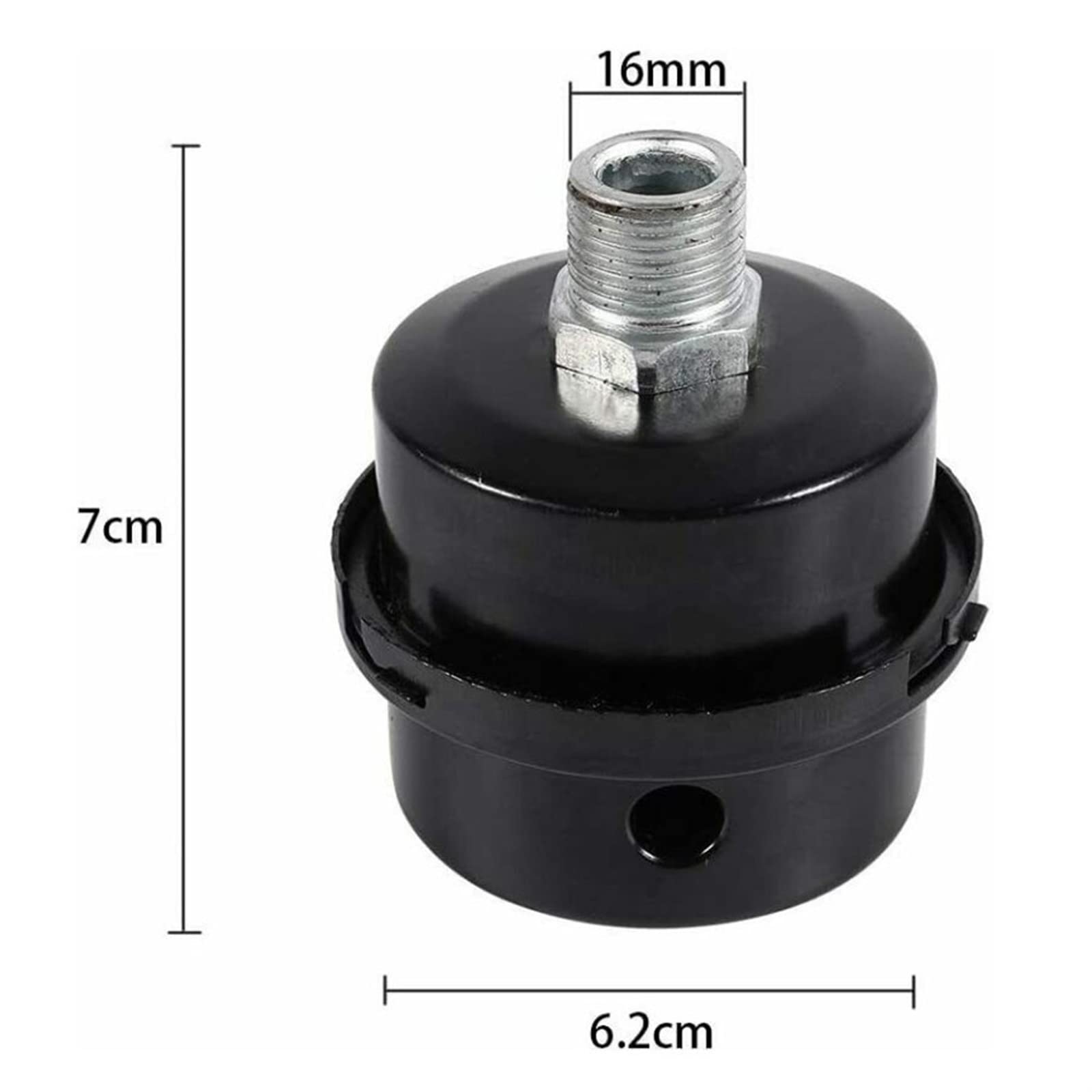 2 PCS compressore Aria silenziatore da 16 mm in Metallo di aspirazione Nera silenziatore di Rumore Adatto for Un compressore d'Aria Senza Olio for Un Elemento Filtro