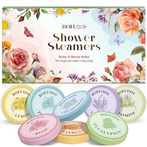 Bofuoos Shower Steamers Aromatherapy – Easter Basket Stuffers Gifts for Her, Birthday Gifts for Women Wife Teen Girls Mom, Natural Essential Oils Bath Bombs for Self Care Relaxation Home SPA