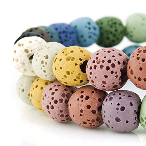 Image of BEADNOVA 8mm Color Lava Beads Natural Crystal Stone Gemstone Round Loose Energy Healing Beads for Jewelry Making (8mm, 48-50pcs, Mix Color)