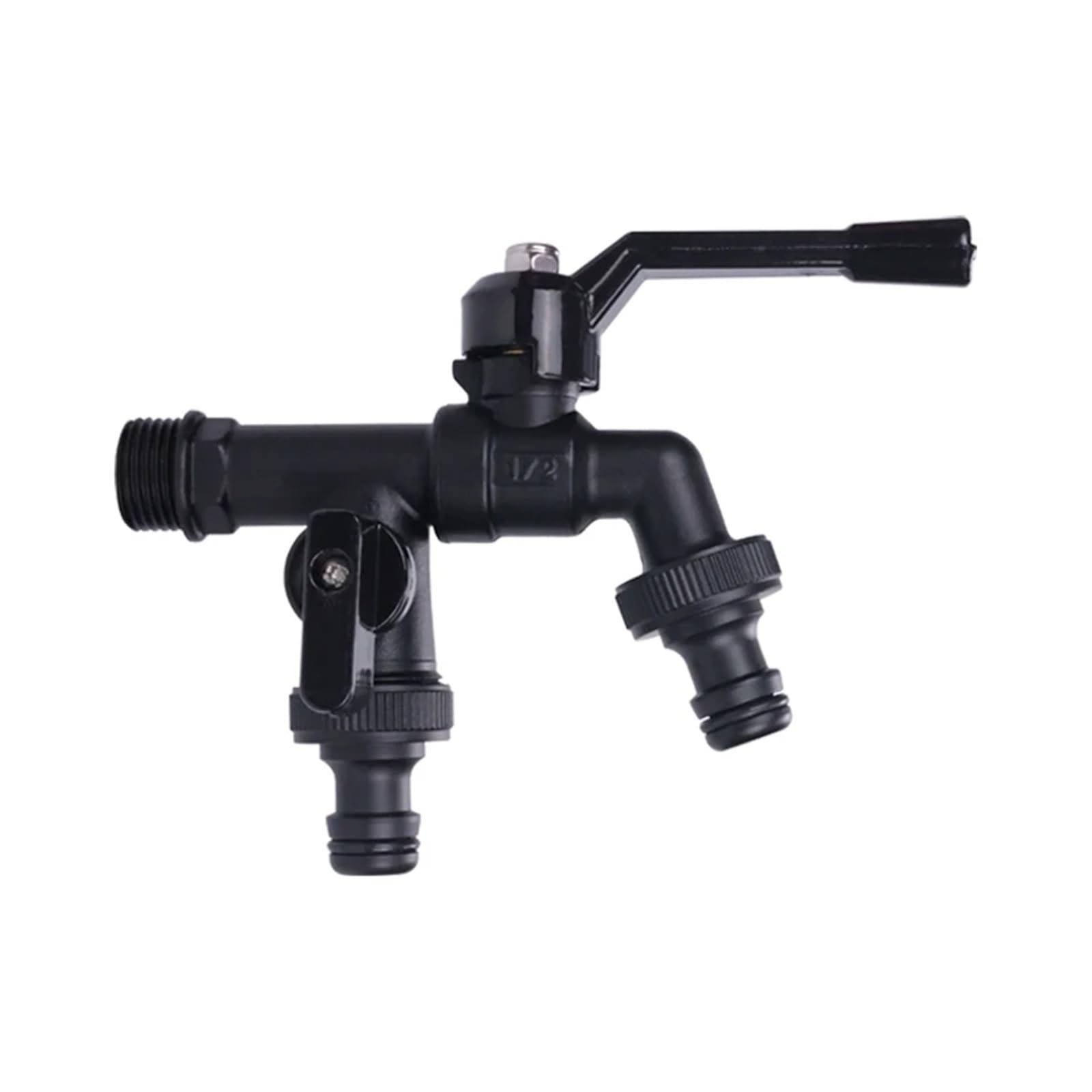 Outside Tap Outdoor Garden Brass Water Faucet Tap Anti-Freeze Bibcocks with Hose Connector Dual Outlet for Washing Machine(DN15 with 2 Nipple)