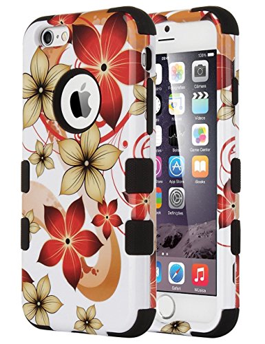 iPhone 6S Case, iPhone 6 Case,ULAK Hybrid Soft Silicone Hard PC Case Anti Slip Heavy Duty High Impact Dust Scratch Shock Resistance Protective Cover for iPhone 6/6S 4.7 Inch, Flora/Black