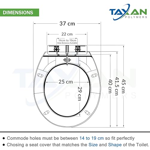 Image of TAXAN Blue EWC Toilet Seat Cover (17 x 14.5 in) | Oval Shape, PVC Western Commode Seat with Lid | High Glossy Finish, Sleek Design, Non-Soft Closing Commode Seat Cover with Installation Kit