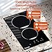 Topwish induktionskochplatte, induktionskochfeld 2 platten einbau, doppel induktionskochplatte, herdplatte 2 kochfelder induktion, mit kindersicherung, restwärmeanzeige,Bosot, 3500W, 30cm