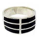 Plata 925m. Peso(gr): 6 Sortija plata Ley 925m talla 15 tramos negros [830]