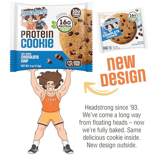 Image of Lenny & Larry's Protein Cookie, Chocolate Chip - High Protein Snacks with 16g Plant Protein, 10g Fiber, Soft-Baked, Vegan, Non-GMO | 4oz, Pack of 12