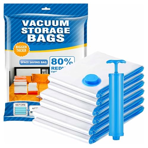 Image of Vacuum Bags For Clothes With Pump - Vacuum Storage Bags,Travel Vacuum Bag For Clothes, Space Saver, Ideal For Women, Efficient Packing Solution,2 Small, 2 Medium, 1 Large (Transperent)-V-45