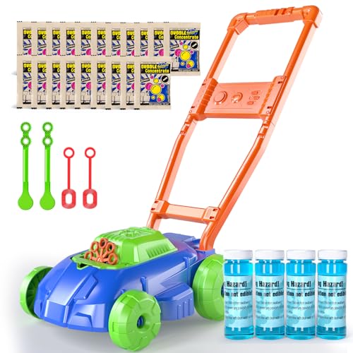 TEMI Bubble Lawn Mower Toys for Kids, Kids Outdoor Push Bubbles Machine Age 1-3 Boy Girl, Birthday Gifts Summer Outside Backyard Preschool Toy for 3 4 5 6 Year Old Toddlers