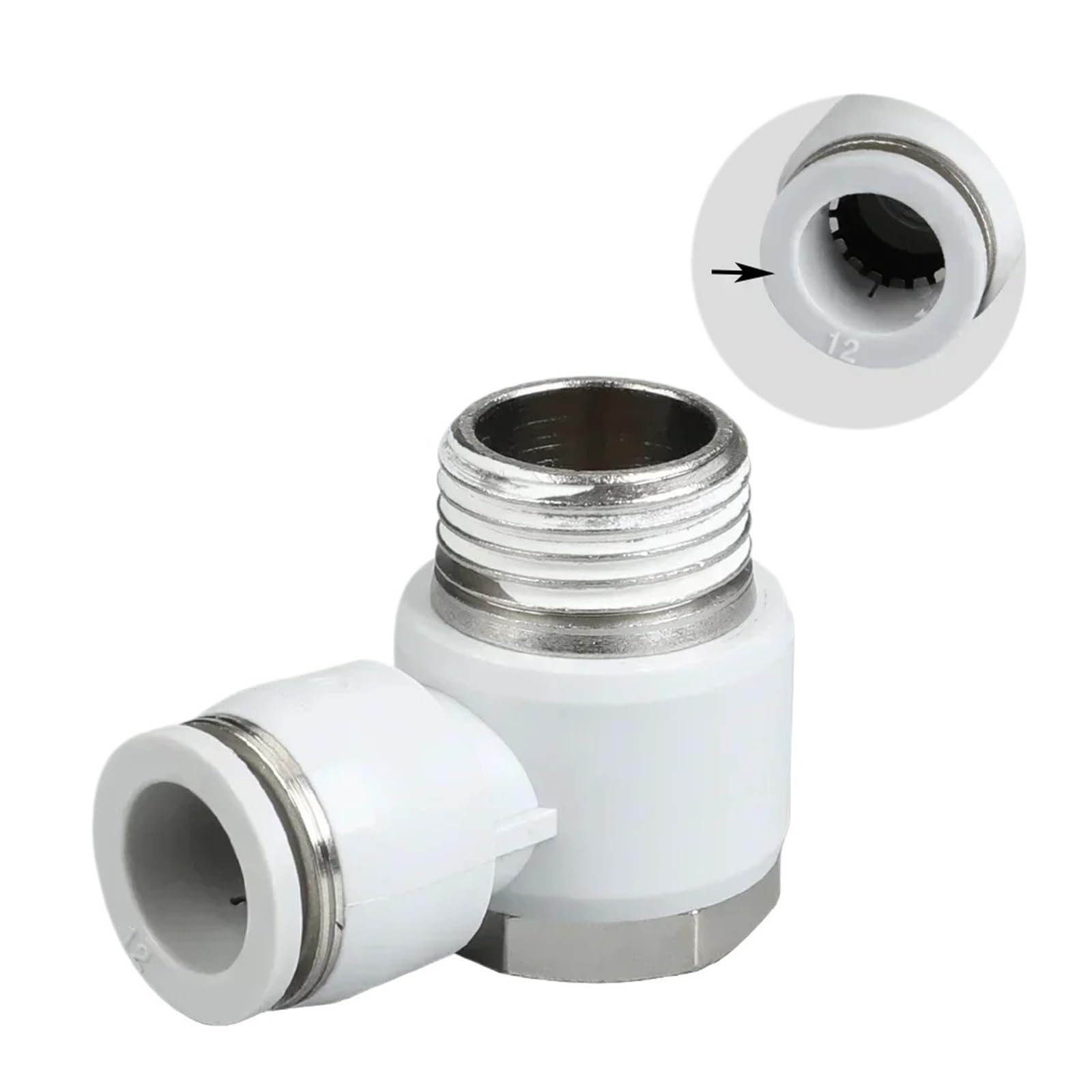 10 Uds. Conexión giratoria de tornillo neumático 4mm manguera de compresor de aire accesorios rápidos tubería 8mm conector de instalación de tuberías 6mm 12mm 10mm(10MM (Hose O.D.),BSP1-2Inch - 10pcs)