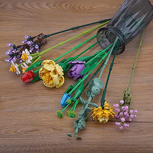 MERK Blumenstrauß Bausatz, 1331 Teile, 23 Blumen, Kompatibel mit Lego 10280 Bunt – Bild 5