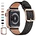 Produktbild MNBVCXZ Armbänder Kompatibel mit Apple Watch Armband 38 mm 40 mm 42 mm 44 mm,Top Grain Lederband Ersatzarmband für iWatch Serie 5 4 3 2 1, Spezieller Entwurf (38mm 40mm, Schwarz&Rosegold)