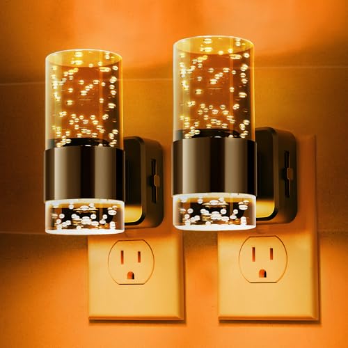 Image of L LOHAS LED Night Light,Dimmable Night Lights Plug into Wall, 2 Pack Acrylic Nightlights with 0-100 LM Adjustable Brightness, Amber Plug in Night Light with Dusk to Dawn Sensor, for Bathroom Hallway
