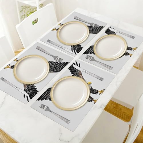 Set de table imperméable antidéparant aigle chauve PVC lot 4