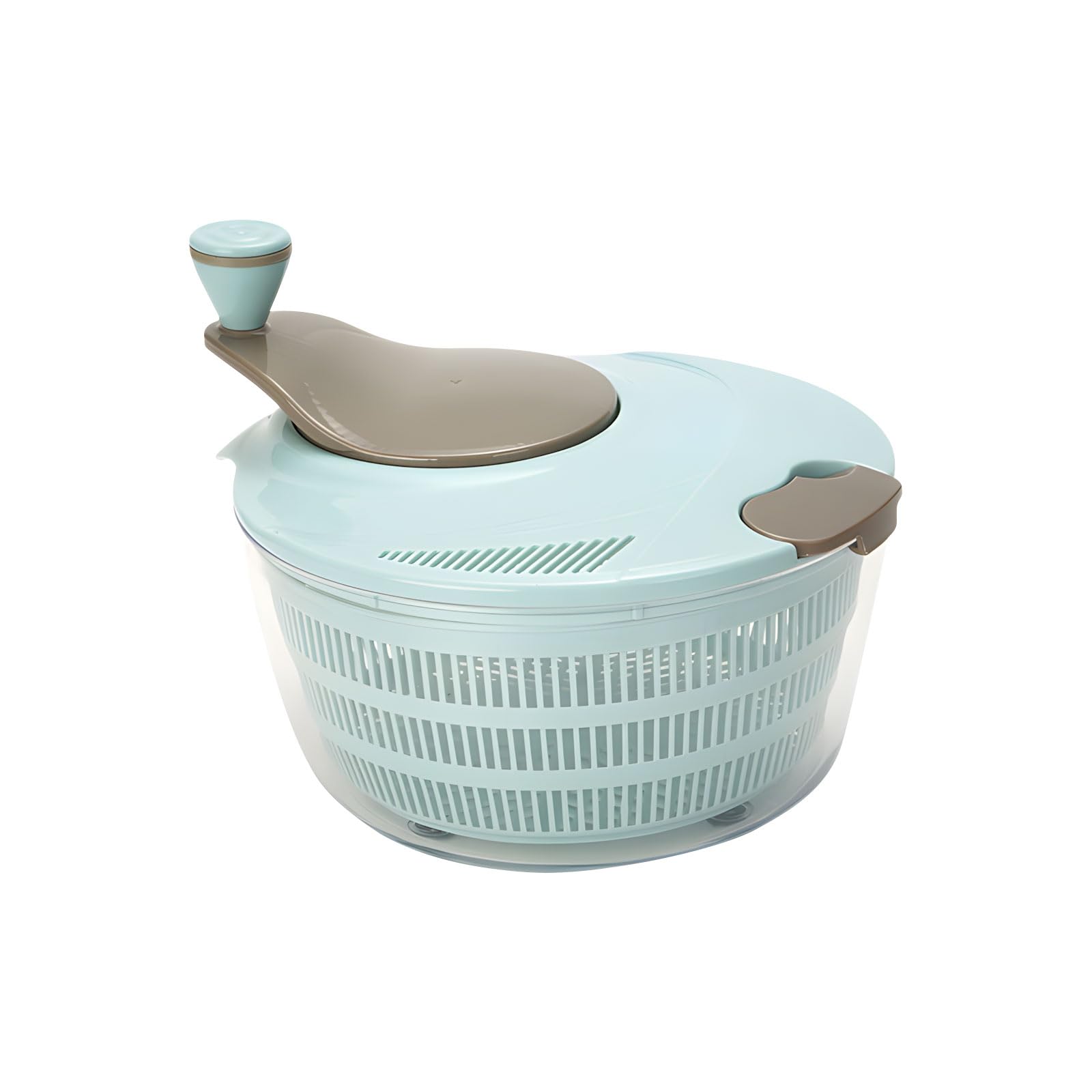 MALSSE Salad Spinner with Clear Serving Bowl Lettuce Dryer Spinner Fruit and Veg Wash Drainer 25cm for Salad Preparation Family Use