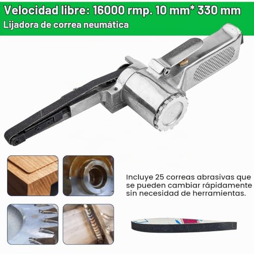 Miniatura 3 de Pulidora Pequeña Con Mango Giratorio 360 , Mini Lijadora De Banda, Lijadora Neumatica Manual Pequeña, Herramientas Neumáticas Para Mantenimiento De Equipos Y Limpieza De Superficies