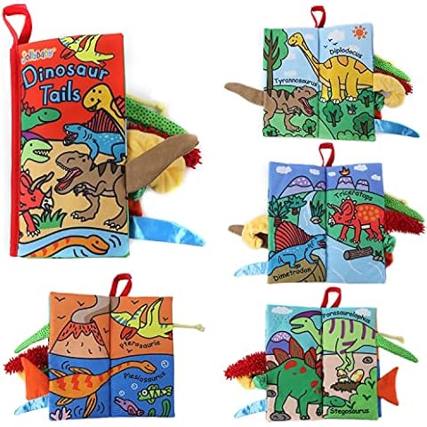 Baby Books Toys, Touch and Feel Crinkle Cloth Books for Babies, Infants & Toddler, Safe Nontoxic Biteable Early Learning Books, First Year 3D Animals Tails Crinkle Sensory Book Cover