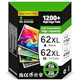 Contenu du Colis: 1x 62XL Noir & 1x 62 XL Couleur & 1x Manuel d'utilisation & 1x Gomme, Inkyeah reconditionné pour HP 62 Pack de 2 Cartouches pour imprimantes HP. (Remarque: l'emballage peut varier, expédié au hasard, même qualité.)