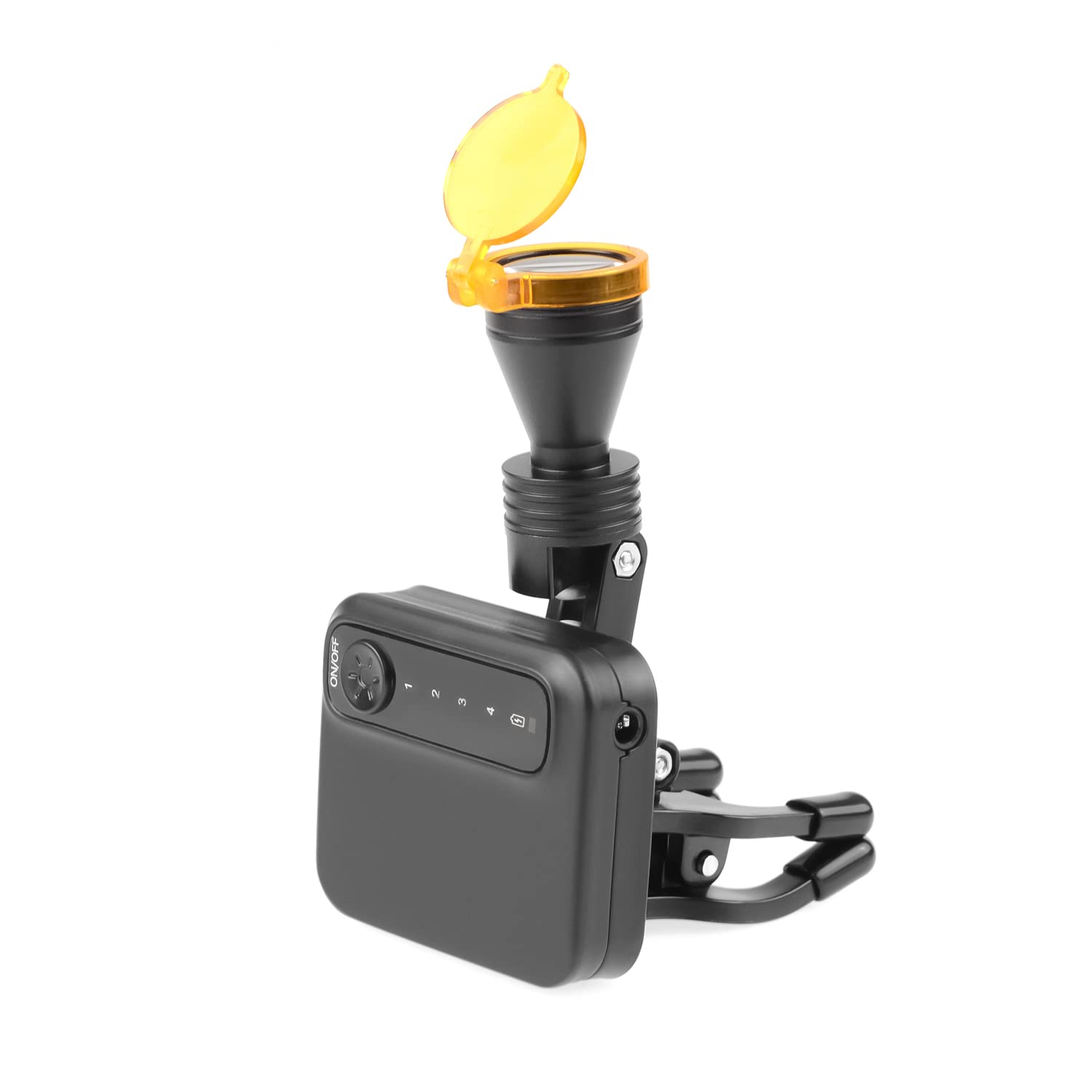 EustomA Lampada frontale a LED senza fili da 5 W con clip con filtro ottico giallo e 2 batterie per lenti d'ingrandimento YF-014
