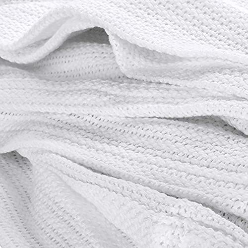 Linteum Textile Hospital Thermal Blanket 66X90 Inch 100% Cotton Breathable Soft & Cozy Open-Cell Weave Design Bed Blanket For Bed, Couch, Sofa Throw For All Season, 2.5 Lb (White, Twin) #TOP1