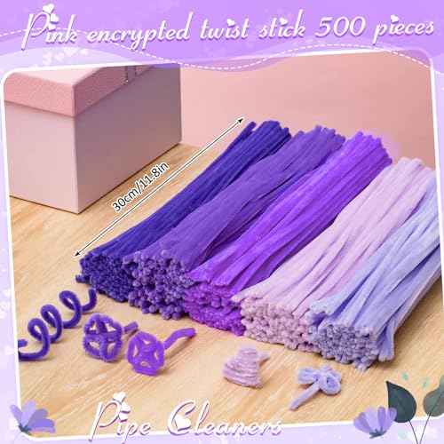 Image of Peryiter 500 Pcs Pipe Cleaners for DIY Flower Bouquets, Chenille Stems for Graduation Bouquet Crafts, Fuzzy Sticks for Handmade Flowers, DIY Gift, Art Projects(Purple,12 Inch)