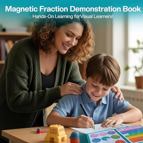 YFCJYBF Magnetic Fraction Playbook: 22x17,8 cm magnetisches Lernspiel mit Bruchquadraten und -kreisen, ideal als Mathematik-Lernspielzeug für Kinder.