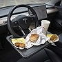 CarQiWireless Tesla Model 3 Model Y S X Auto Steering Wheel Desk Car Table Steering Wheel Tray for Laptop, Tablet, iPad Or Notebook Car Travel Table, Food Eating Hook Eating Table