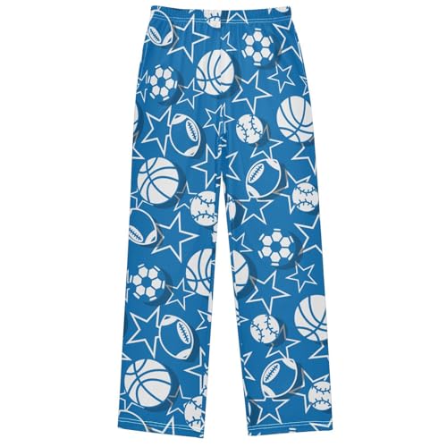 Boy's Pants Sports Ball Pattern Jogger Pants Elastic Waist Long Bottoms Trousers with Pockets 6-14 Years