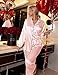 Ekouaer Schlafanzug Damen Lang Seide Pyjama Set Langarm Seiden Schlafanzug Sleepwear Hausanzug Loungewear,Rosa,S