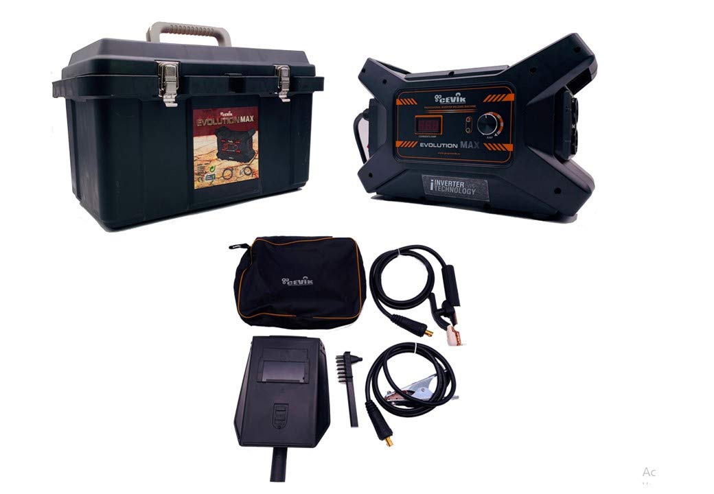CEVIK PRO - Soldador Inverter CE-EVOMAX200 200A - Ligero con Alta Potencia - Display Digital - Incluye Accesorios y Maleta