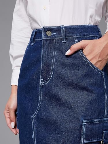 Image of Miss Chase Women's Straight High Rise Mini Denim Skirt