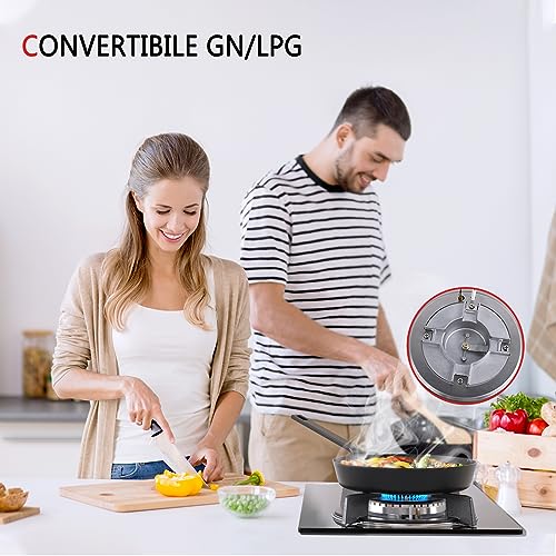 Miniatura 6 de Placa De Gas Con 2 Fuegos, Autosuficiente, Para Cocina De Gas Cocina Empotrable Gas Natural Propano 2 Quemadores Cristal