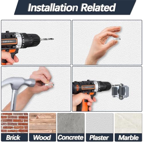 3-H 4 Pack Mop and Broom Holder Big Size Hanging 1 KG Extra,Broom Holder Wall Mount for Hanging and Organizing Shove Rake Yard Tools in Shed Kitchen Laundry Room Bathroom Garden(black