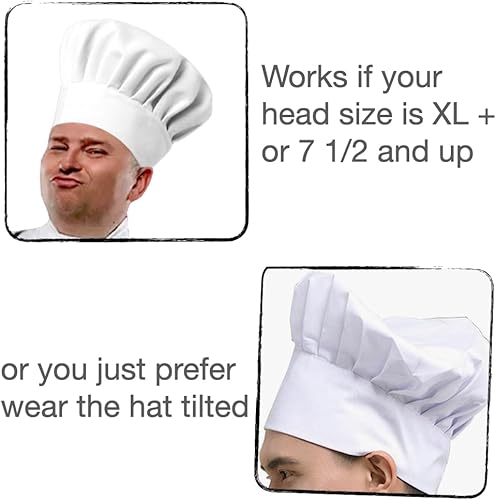 Miniatura 4 de Urby Sombrero de chef extra grande similar a la talla XL, XXL o 7 12 y más. Gran comodidad para chefs con cabeza más grande o más grande