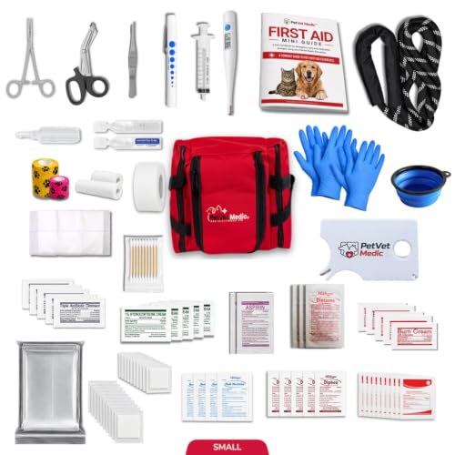 Image of Cat & Dog First Aid Kit - Dog Emergency Kit, Health Supplies & Wound Care -with Thermometer, Bandages for Wounds - Essentials, Travel Bag (Small)