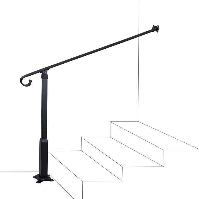 Stair Handrail Wrought Iron, Step Handrail Safety NonSlip and Rust