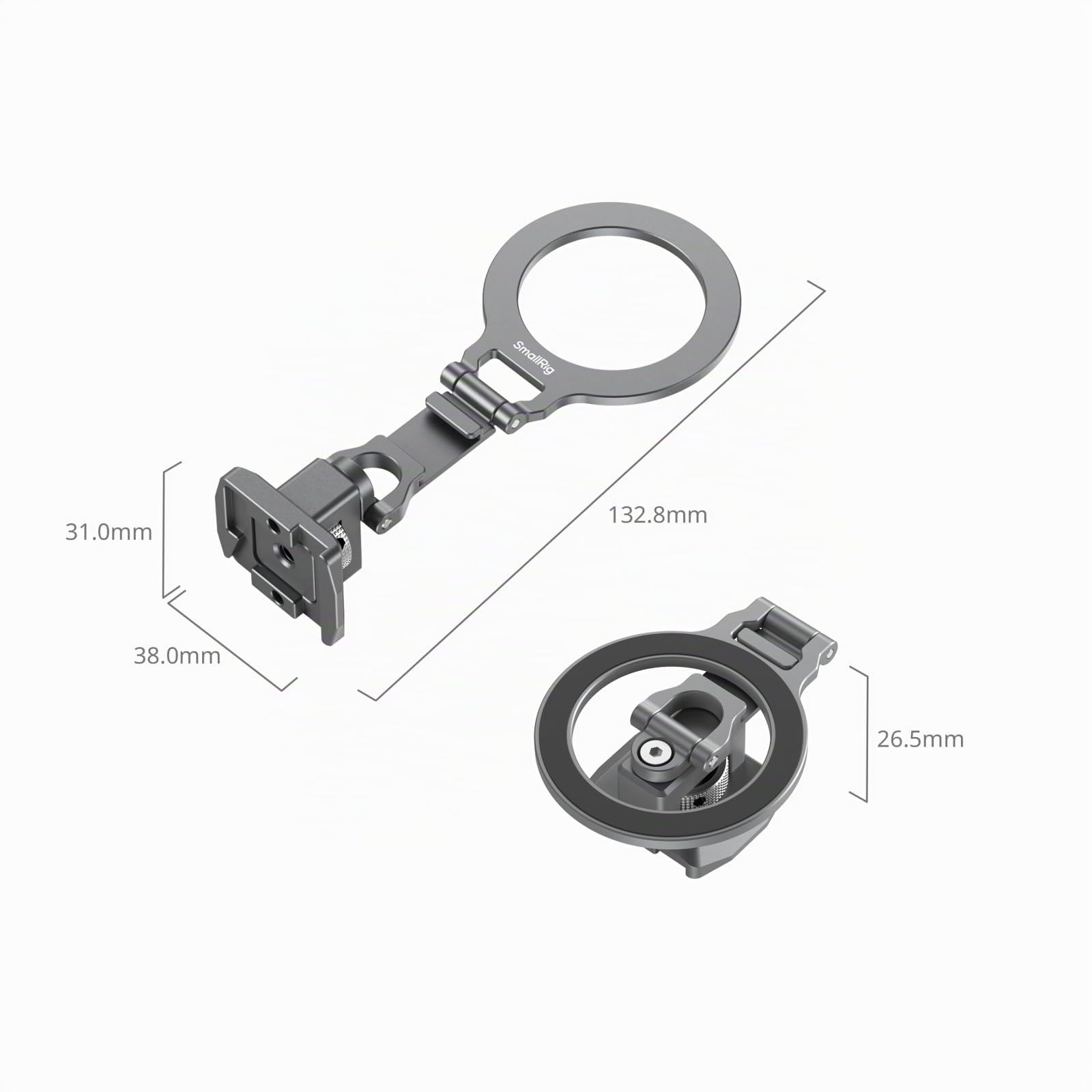 SMALLRIG Soporte de metal para teléfono móvil con placa base para Arca Standard compatible con DJI RS 4 Mini, soporte para teléfono móvil con zapata de accesorios, soporte de trípode para iPhone 17/16