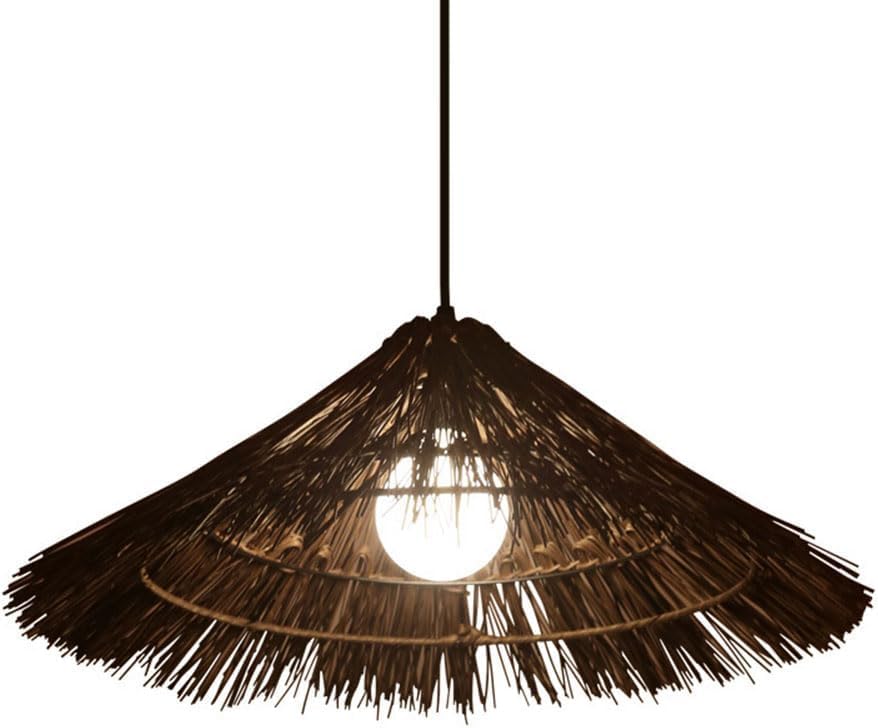 Lámpara colgante de mimbre beige de 40cm con base E27 para comedor
