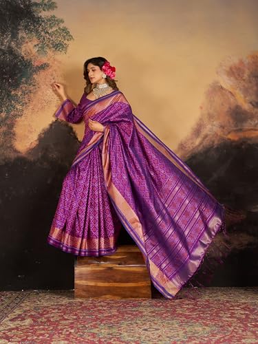 Image of SWORNOF Women's Kanjivaram Soft Silk Banarasi Sarees With Unstiched Blouse Piece