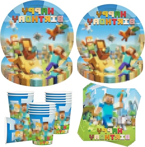 50 Stück Partygeschirr Set Kindergeburtstag Geschirr Set Partygeschirr Geburtstag Geburtstag Deko Deko Partyzubehör Pappteller Set Mit Teller Becher Servietten Party Geschirr für 10 Gäste