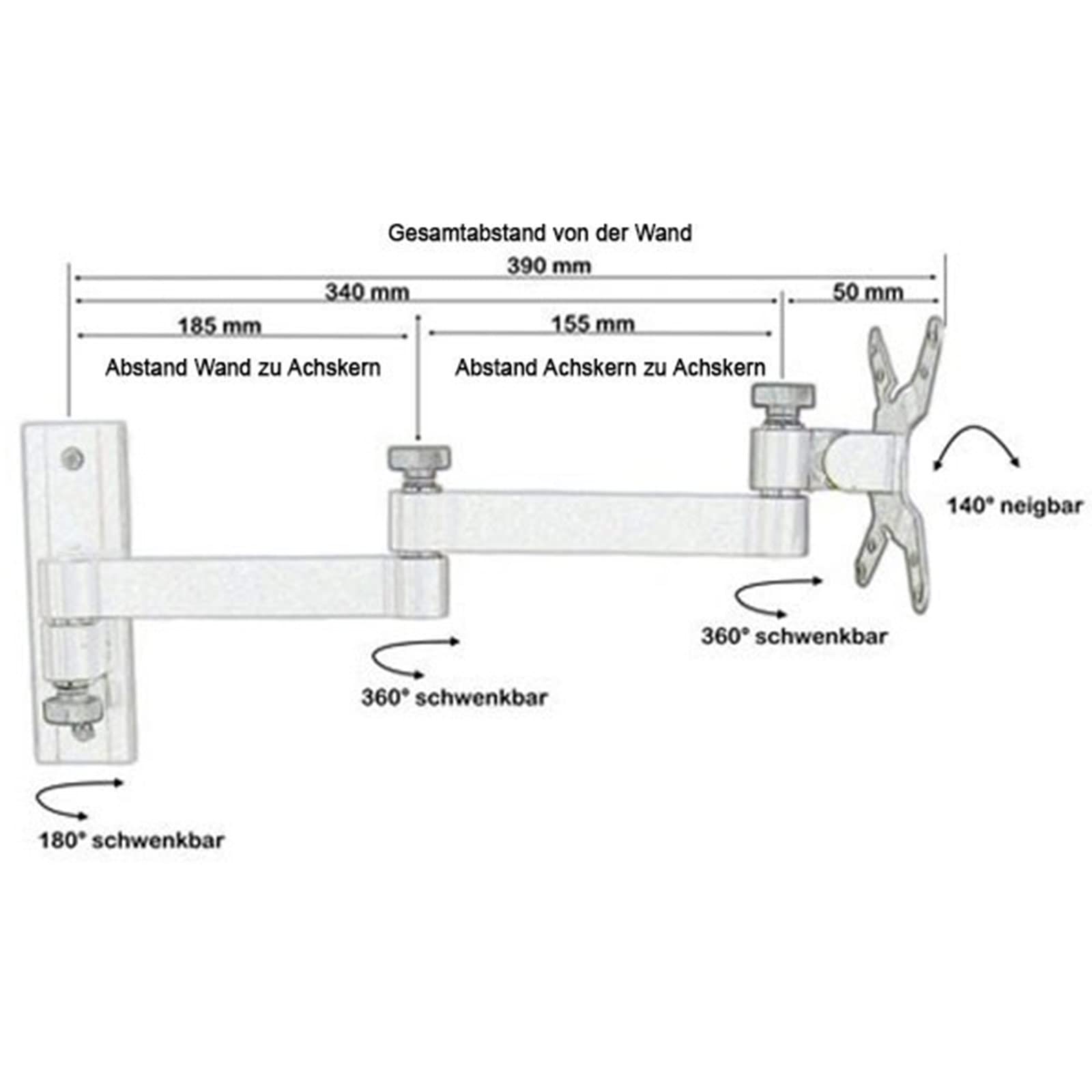 Drall Soporte de Montaje en Pared para computadora portátil (Aprobado por TÜV SÜD) Blanco con Adaptador de portátil Bandeja de Placa Plata Modelo: L52W-IP3S