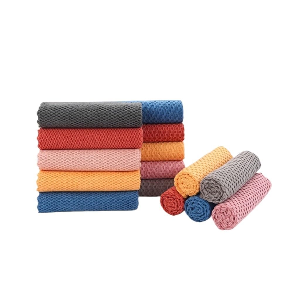 Jobaojiang 5Pcs Kitchen Cleaning Cloths Soft Absorbent Dishcloth Coral Fleece Wiping Towel Rags Household Cleaning Cloth 30X30CM