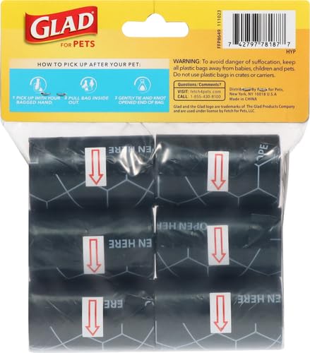 Image of Glad for Pets Extra Large Scented Dog Poop Bags, Heavy Duty Tear-Resistant Pet Waste Pickup Bags with Fresh Scent, Easy-Tie Handles for Walking, Camping, Travel, 90 Count